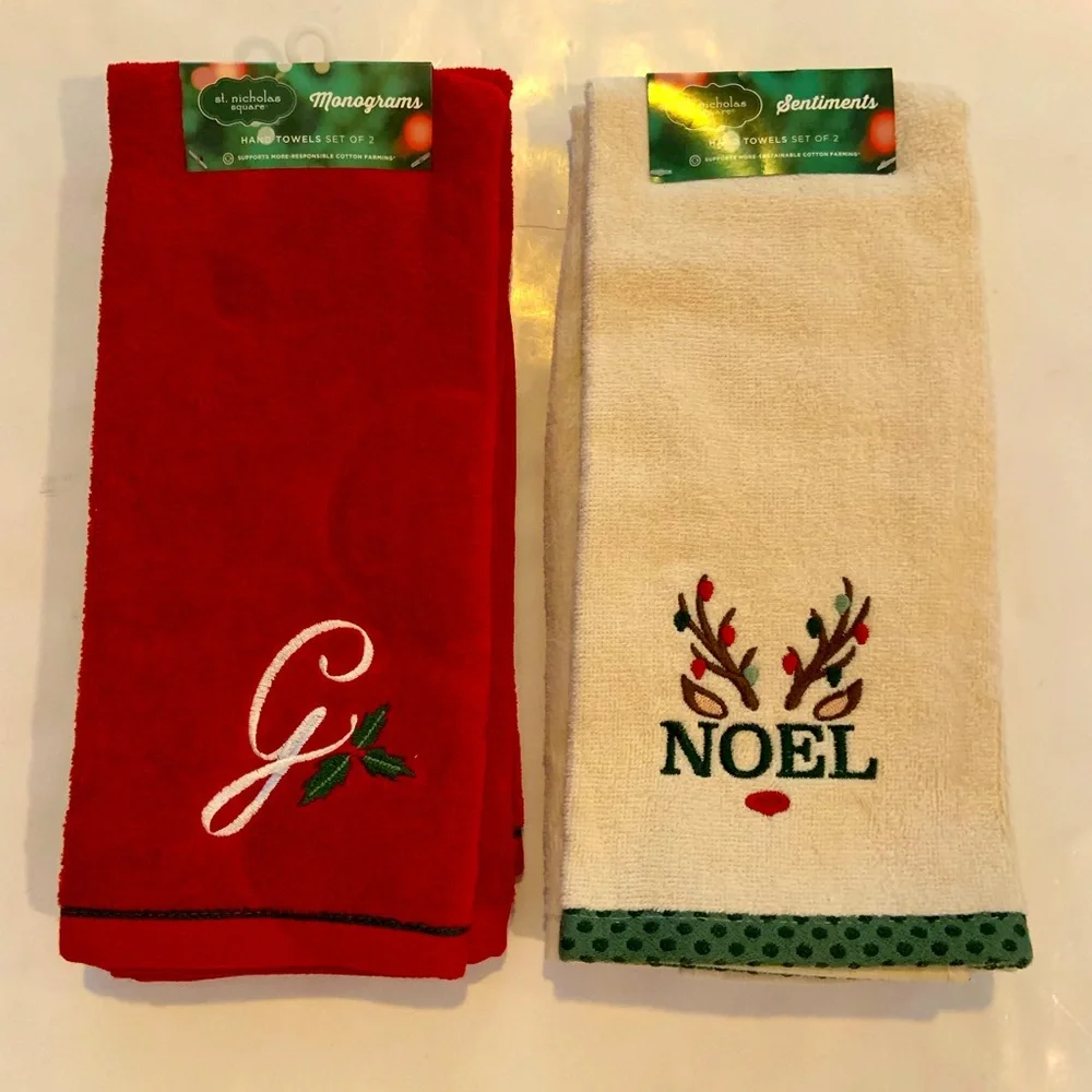 St. Nicholas Square Red Hand Towels Set